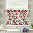thumbnail image 1 of Yayeee Kitchen Curtains Tier Pair Light Filtering 27"x36" Rod Pocket Short Cafe Window Panel, Pink Flowers, 1 of 7