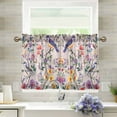 thumbnail image 1 of Yayeee Kitchen Curtains Tier Pair Light Filtering 27"x36" Rod Pocket Short Cafe Window Panel, Purple Floral Pattern, 1 of 7