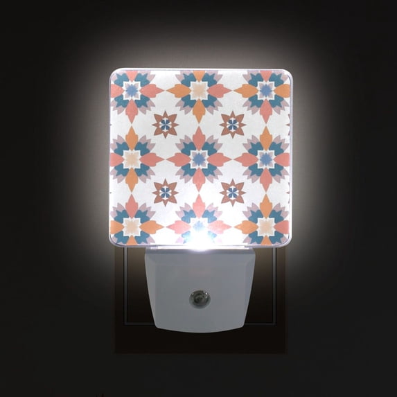 Yayeee LED Plug in Night Light for The Home with Auto Dusk to Dawn Light Sensors, 2 Pack, Blue Abstract Pattern
