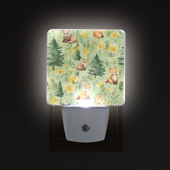 Yayeee LED Plug in Night Light for The Home with Auto Dusk to Dawn Light Sensors, 2 Pack, Cartoon Forest Animals