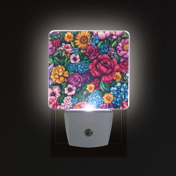 Yayeee LED Plug in Night Light for The Home with Auto Dusk to Dawn Light Sensors, 2 Pack, Charming Floral Pattern