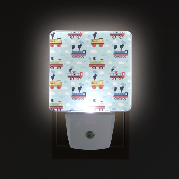 Yayeee LED Plug in Night Light for The Home with Auto Dusk to Dawn Light Sensors, 2 Pack, Colorful Trains
