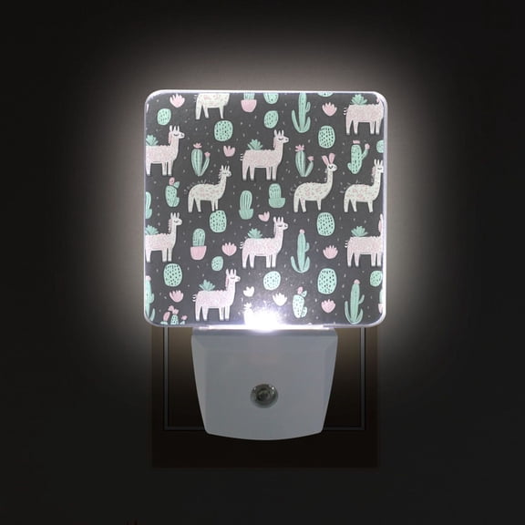 Yayeee LED Plug in Night Light for The Home with Auto Dusk to Dawn Light Sensors, 2 Pack, Cute Llamas Pattern