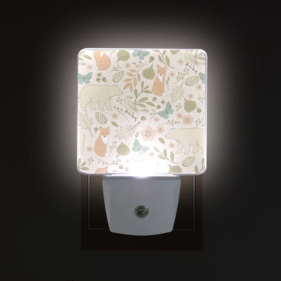 Yayeee LED Plug in Night Light for The Home with Auto Dusk to Dawn Light Sensors, 2 Pack, Forest Pastel