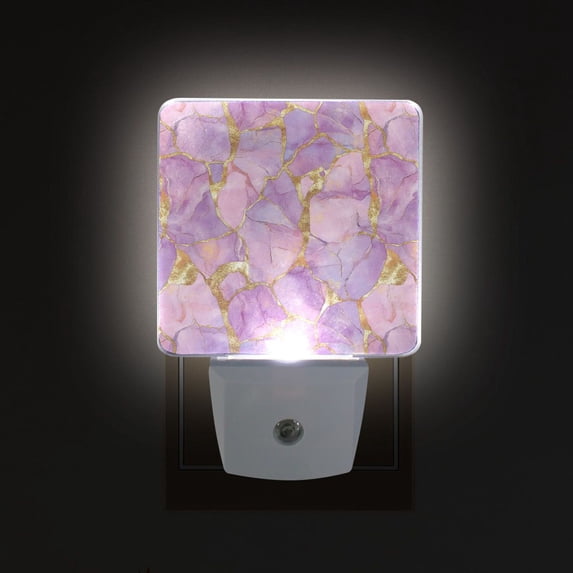 Yayeee LED Plug in Night Light for The Home with Auto Dusk to Dawn Light Sensors, 2 Pack, Pastel Pink Marble Pattern