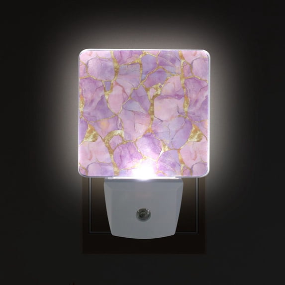 Yayeee LED Plug in Night Light for The Home with Auto Dusk to Dawn Light Sensors, 2 Pack, Pastel Pink Marble Pattern