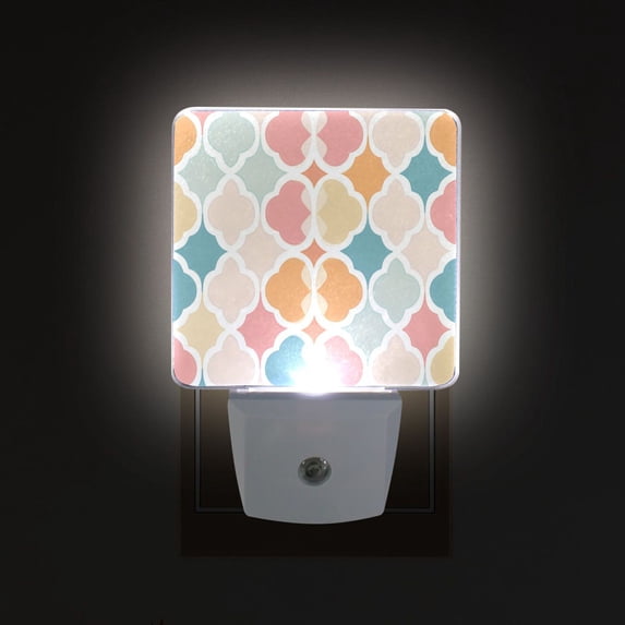 Yayeee LED Plug in Night Light for The Home with Auto Dusk to Dawn Light Sensors, 2 Pack, Pink Abstract Pattern