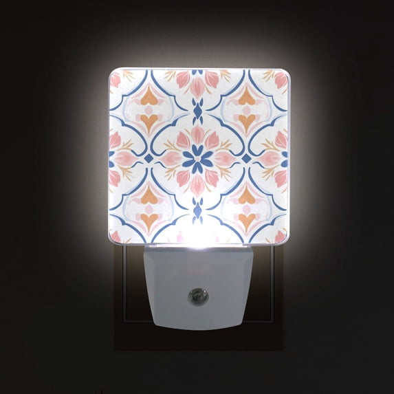 Yayeee LED Plug in Night Light for The Home with Auto Dusk to Dawn Light Sensors, 2 Pack, Pink Mosaic Pattern