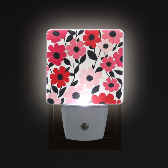 Yayeee LED Plug in Night Light for The Home with Auto Dusk to Dawn Light Sensors, 2 Pack, Pink and Red Flowers