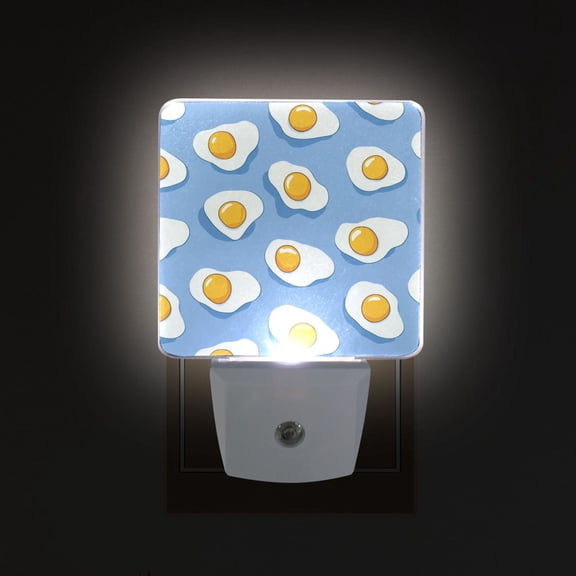 Yayeee LED Plug in Night Light for The Home with Auto Dusk to Dawn Light Sensors, 2 Pack, Playful Fried Eggs
