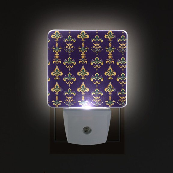 Yayeee LED Plug in Night Light for The Home with Auto Dusk to Dawn Light Sensors, 2 Pack, Purple Flowers Pattern