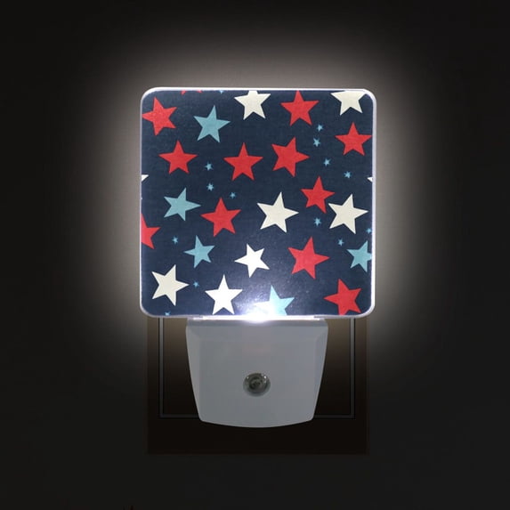 Yayeee LED Plug in Night Light for The Home with Auto Dusk to Dawn Light Sensors, 2 Pack, Red White Stars