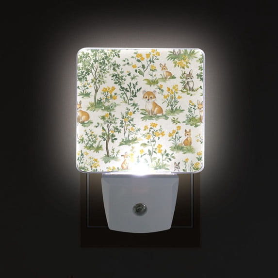 Yayeee LED Plug in Night Light for The Home with Auto Dusk to Dawn Light Sensors, 2 Pack, Watercolor Animals Pattern