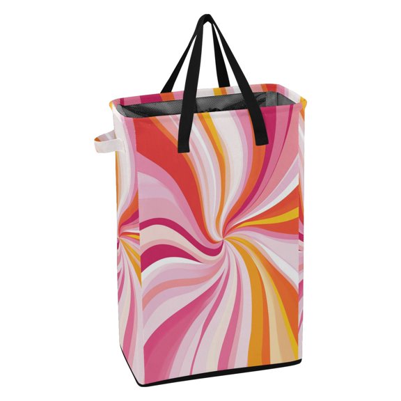 Yayeee Laundry Basket Collapsible Clothes Hamper with Handle Tall Freestanding Organizer, Swirling Lines