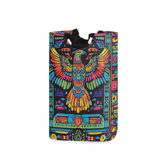 Yayeee Freestanding Laundry Hamper with Handle Collapsible Large Storage Basket for Clothes, Abstract Eagle