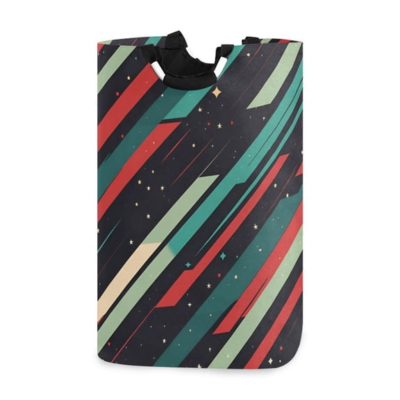 Yayeee Freestanding Laundry Hamper with Handle Collapsible Large Storage Basket for Clothes, Abstract Stripes