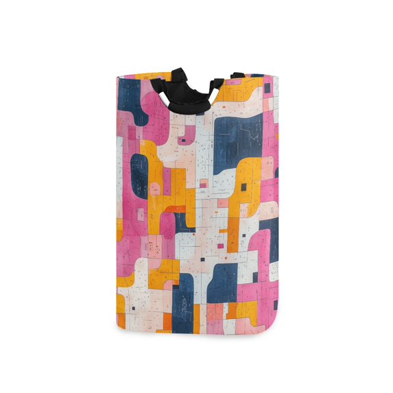 Yayeee Freestanding Laundry Hamper with Handle Collapsible Large Storage Basket for Clothes, Art Geometric