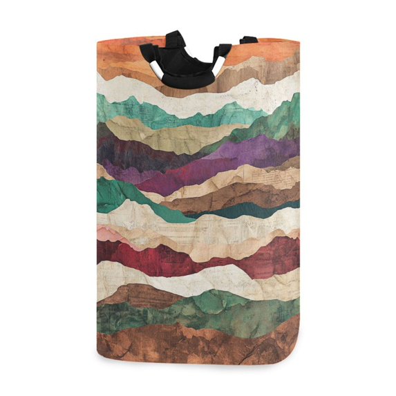 Yayeee Freestanding Laundry Hamper with Handle Collapsible Large Storage Basket for Clothes, Artistic Desert Waves