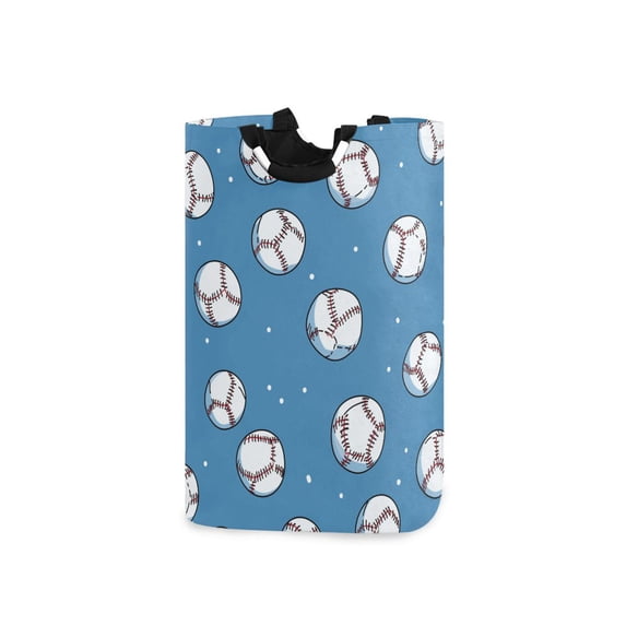 Yayeee Freestanding Laundry Hamper with Handle Collapsible Large Storage Basket for Clothes, Baseballs Pattern