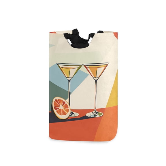 Yayeee Freestanding Laundry Hamper with Handle Collapsible Large Storage Basket for Clothes, Beige Glasses