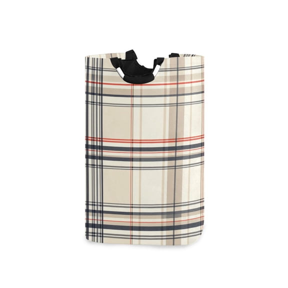 Yayeee Freestanding Laundry Hamper with Handle Collapsible Large Storage Basket for Clothes, Beige Plaid Pattern