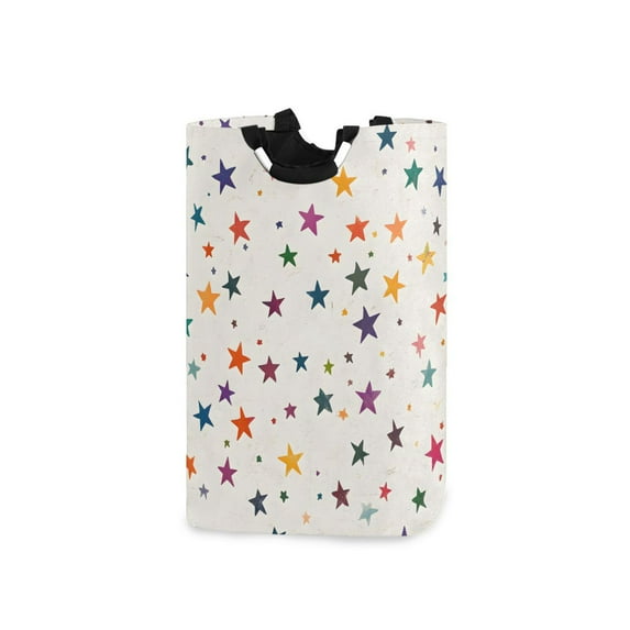Yayeee Freestanding Laundry Hamper with Handle Collapsible Large Storage Basket for Clothes, Beige Stars