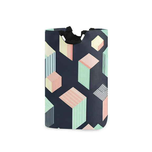 Yayeee Freestanding Laundry Hamper with Handle Collapsible Large Storage Basket for Clothes, Black Cubes