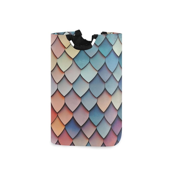 Yayeee Freestanding Laundry Hamper with Handle Collapsible Large Storage Basket for Clothes, Blue Art Pattern