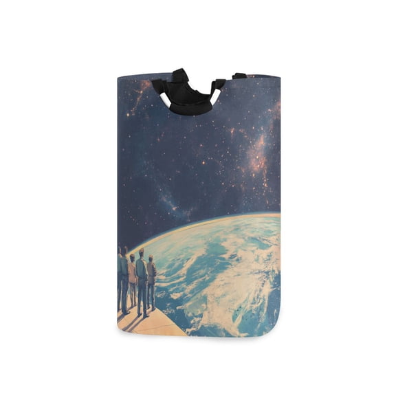 Yayeee Freestanding Laundry Hamper with Handle Collapsible Large Storage Basket for Clothes, Blue Earth