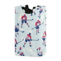Yayeee Freestanding Laundry Hamper with Handle Collapsible Large Storage Basket for Clothes, Blue Ice Hockey