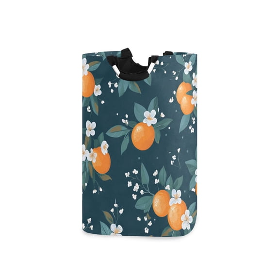 Yayeee Freestanding Laundry Hamper with Handle Collapsible Large Storage Basket for Clothes, Blue Oranges