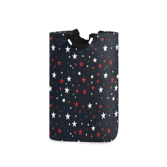 Yayeee Freestanding Laundry Hamper with Handle Collapsible Large Storage Basket for Clothes, Blue Stars Pattern