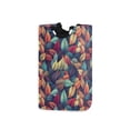 thumbnail image 1 of Yayeee Freestanding Laundry Hamper with Handle Collapsible Large Storage Basket for Clothes, Blue Vibrant Leaves Pattern, 1 of 7