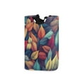 thumbnail image 1 of Yayeee Freestanding Laundry Hamper with Handle Collapsible Large Storage Basket for Clothes, Blue Vibrant Leaves Pattern, 1 of 7