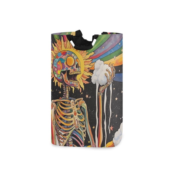 Yayeee Freestanding Laundry Hamper with Handle Collapsible Large Storage Basket for Clothes, Bright Skeleton