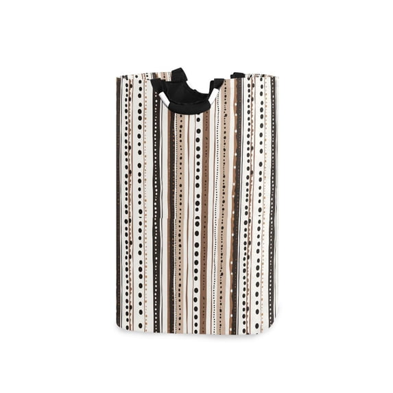 Yayeee Freestanding Laundry Hamper with Handle Collapsible Large Storage Basket for Clothes, Brown Abstract Stripes