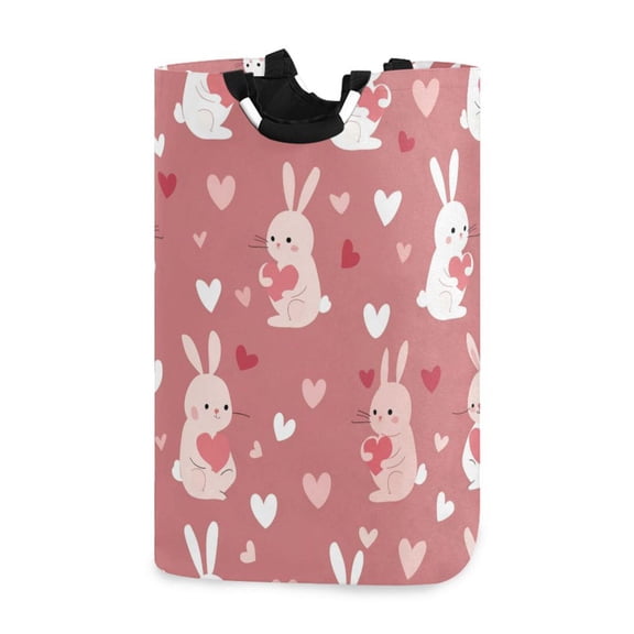 Yayeee Freestanding Laundry Hamper with Handle Collapsible Large Storage Basket for Clothes, Bunny Love Blooms