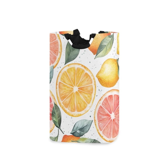 Yayeee Freestanding Laundry Hamper with Handle Collapsible Large Storage Basket for Clothes, Candy Lemon Slices