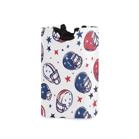 Yayeee Freestanding Laundry Hamper with Handle Collapsible Large Storage Basket for Clothes, Cartoon American Football Helmets