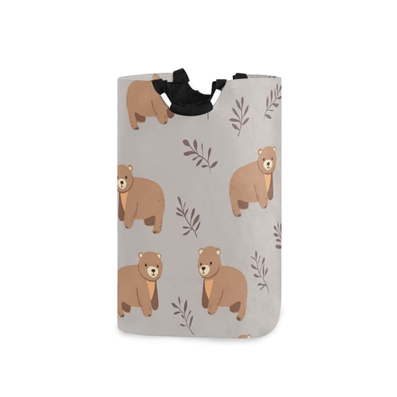 Yayeee Freestanding Laundry Hamper with Handle Collapsible Large Storage Basket for Clothes, Cartoon Bear