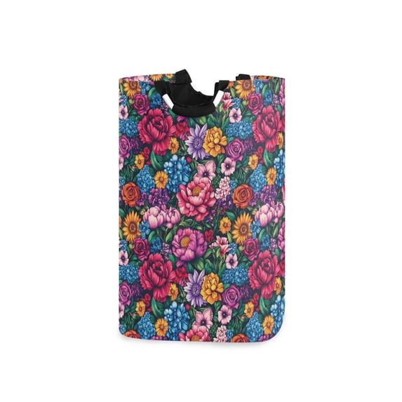 Yayeee Freestanding Laundry Hamper with Handle Collapsible Large Storage Basket for Clothes, Charming Floral Pattern
