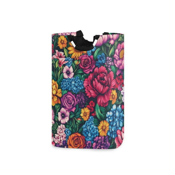 Yayeee Freestanding Laundry Hamper with Handle Collapsible Large Storage Basket for Clothes, Charming Floral Pattern