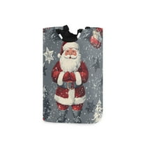 Yayeee Freestanding Laundry Hamper with Handle Collapsible Large Storage Basket for Clothes, Christmas Santa
