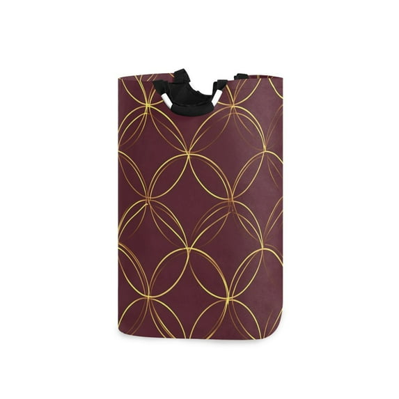 Yayeee Freestanding Laundry Hamper with Handle Collapsible Large Storage Basket for Clothes, Circular Gold Pattern