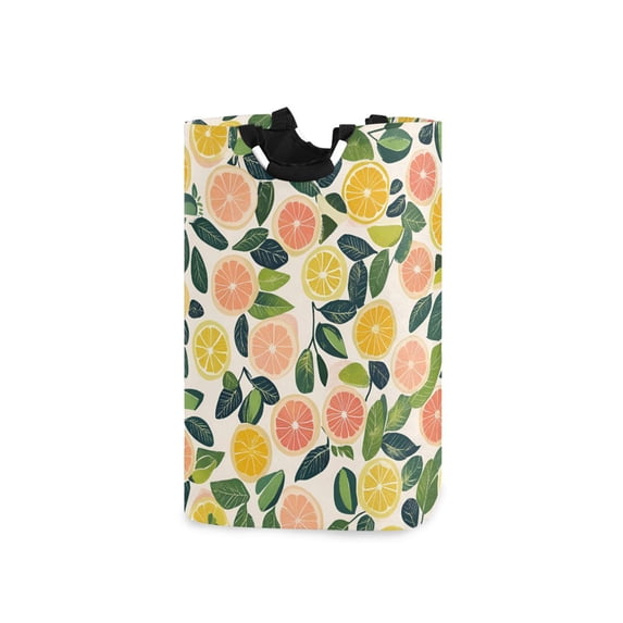 Yayeee Freestanding Laundry Hamper with Handle Collapsible Large Storage Basket for Clothes, Citrus Fruits