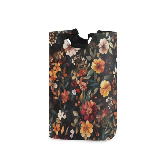 Yayeee Freestanding Laundry Hamper with Handle Collapsible Large Storage Basket for Clothes, Colorful Flower