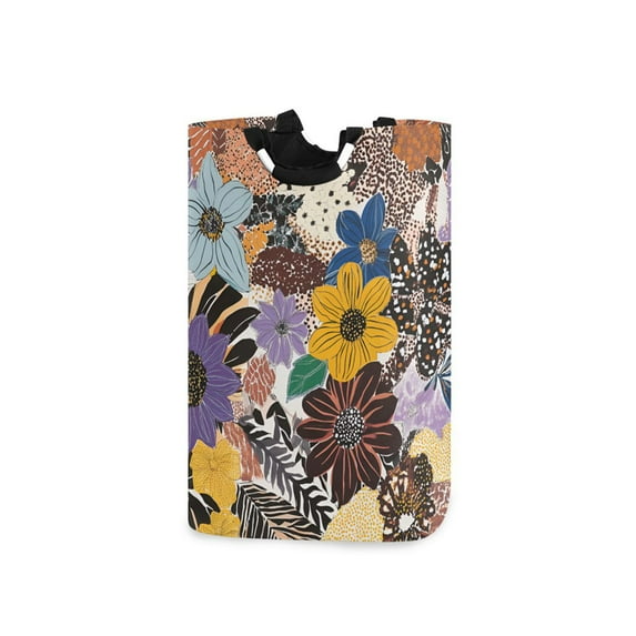 Yayeee Freestanding Laundry Hamper with Handle Collapsible Large Storage Basket for Clothes, Colorful Flowers
