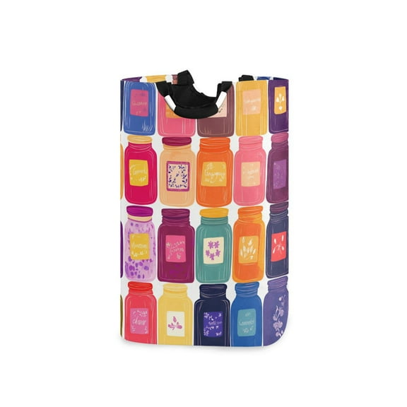 Yayeee Freestanding Laundry Hamper with Handle Collapsible Large Storage Basket for Clothes, Colorful Jars