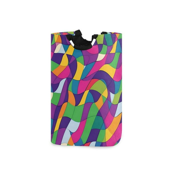 Yayeee Freestanding Laundry Hamper with Handle Collapsible Large Storage Basket for Clothes, Colorful Plaid