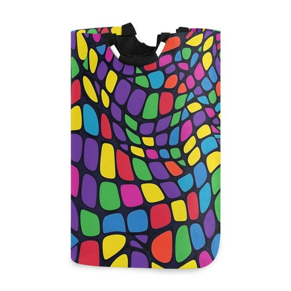 Yayeee Freestanding Laundry Hamper with Handle Collapsible Large Storage Basket for Clothes, Colorful Psychedelic